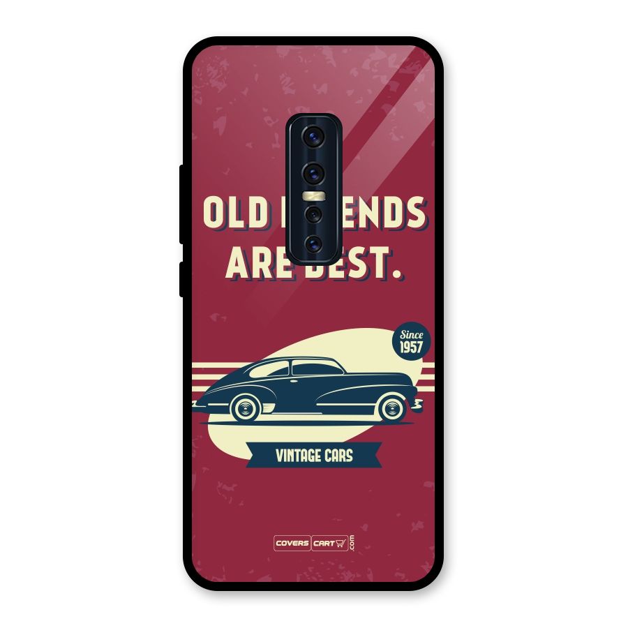 Old Friends Vintage Car Glass Back Case for Vivo V17 Pro
