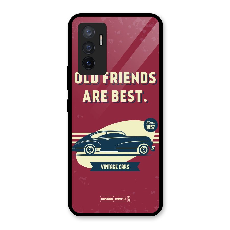 Old Friends Vintage Car Glass Back Case for Vivo V23e