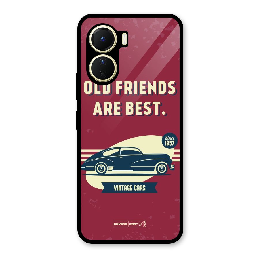 Old Friends Vintage Car Glass Back Case for Vivo Y16