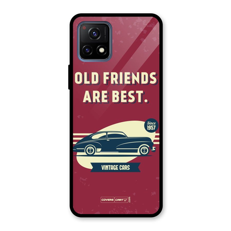 Old Friends Vintage Car Glass Back Case for Vivo Y72 5G