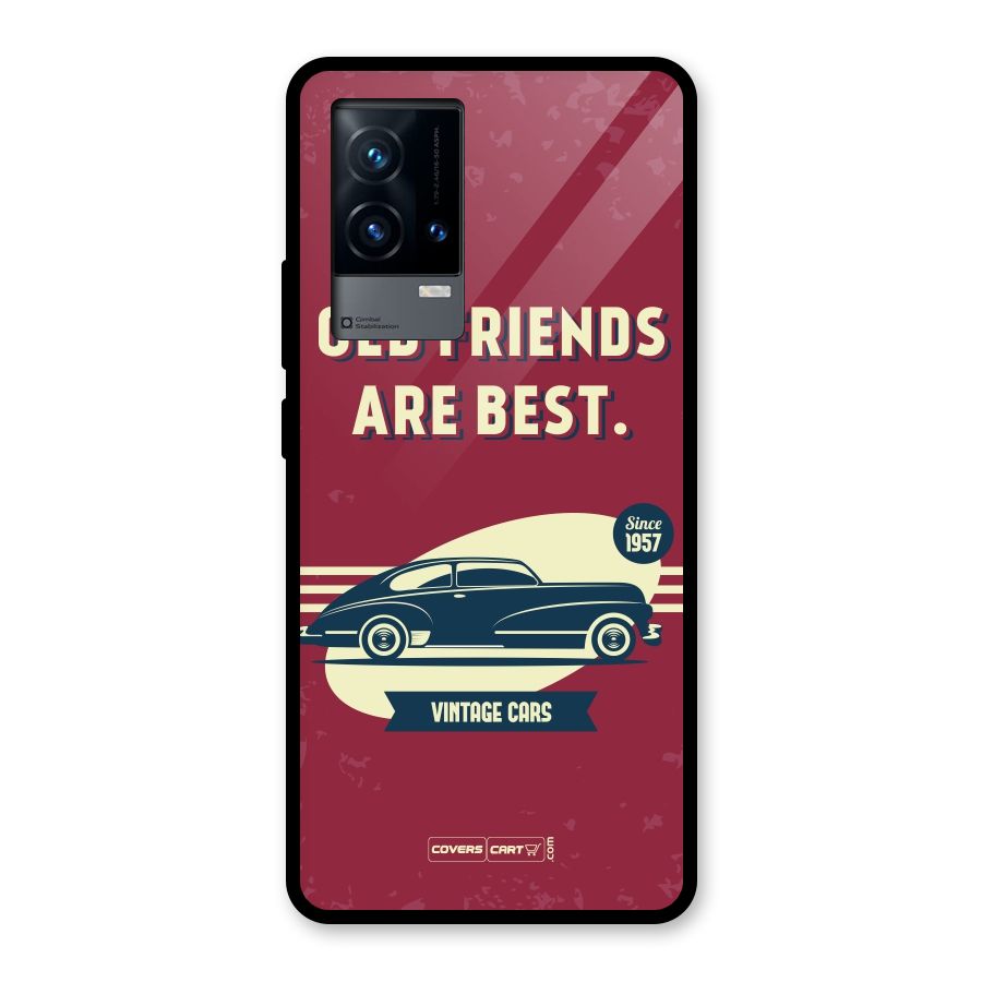 Old Friends Vintage Car Glass Back Case for iQOO 9 5G