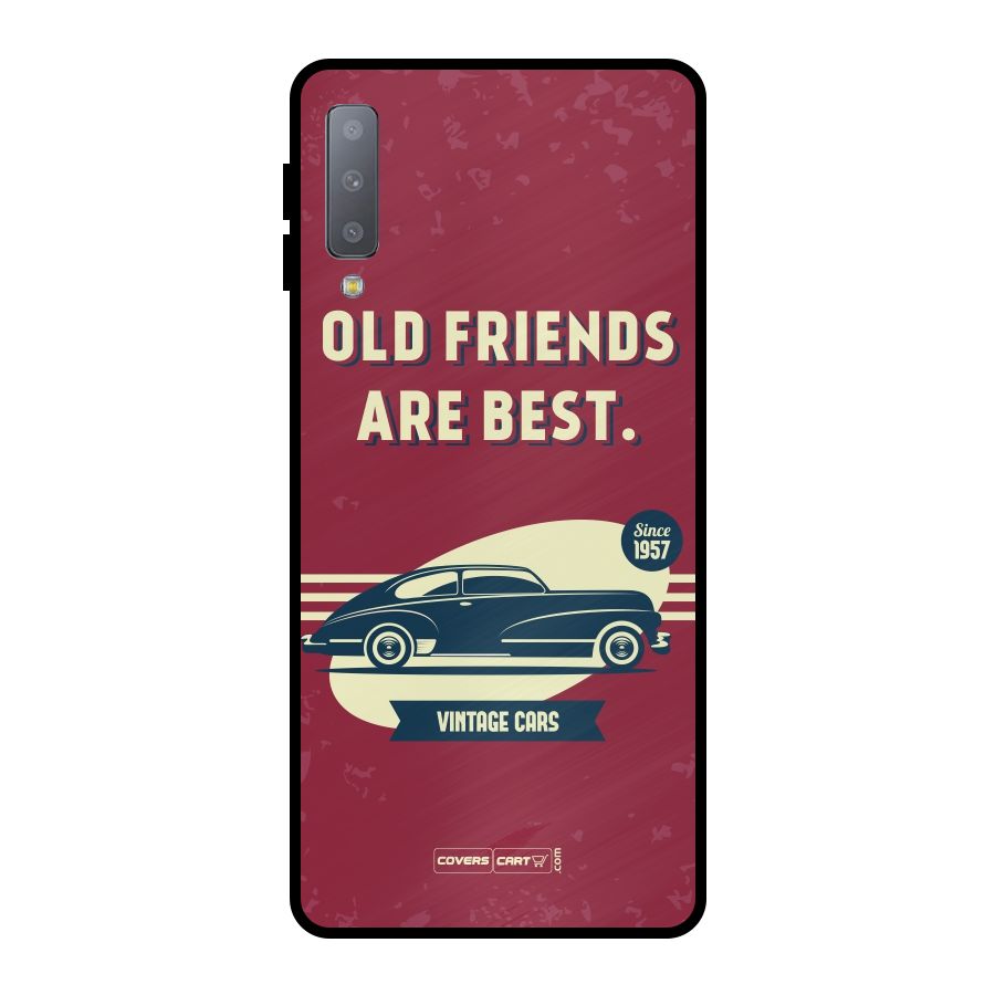 Old Friends Vintage Car Metal Back Case for Galaxy A7 (2018)