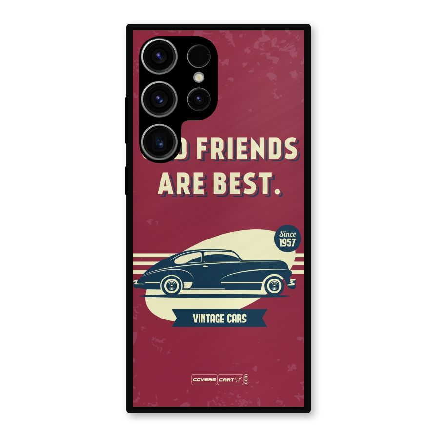 Old Friends Vintage Car Metal Back Case for Galaxy S23 Ultra