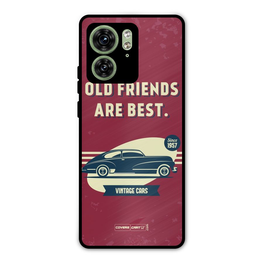 Old Friends Vintage Car Metal Back Case for Motorola Edge 40 5G