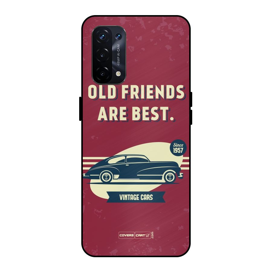 Old Friends Vintage Car Metal Back Case for Oppo A74 5G