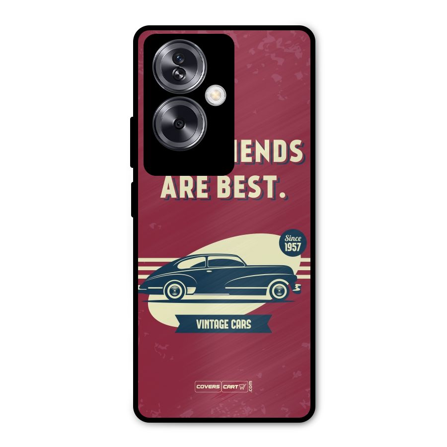 Old Friends Vintage Car Metal Back Case for Oppo A79 5G