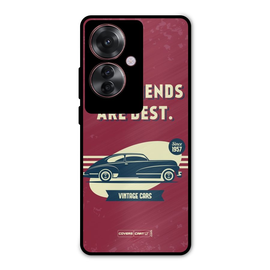 Old Friends Vintage Car Metal Back Case for Oppo F25 Pro