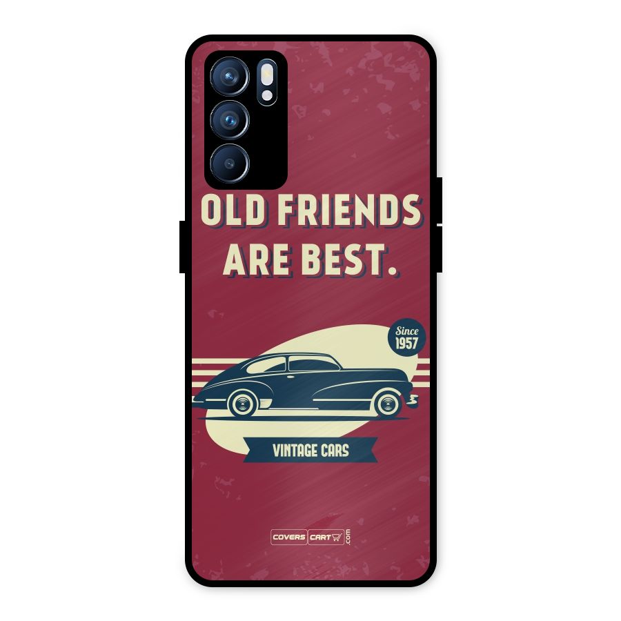 Old Friends Vintage Car Metal Back Case for Oppo Reno6 5G