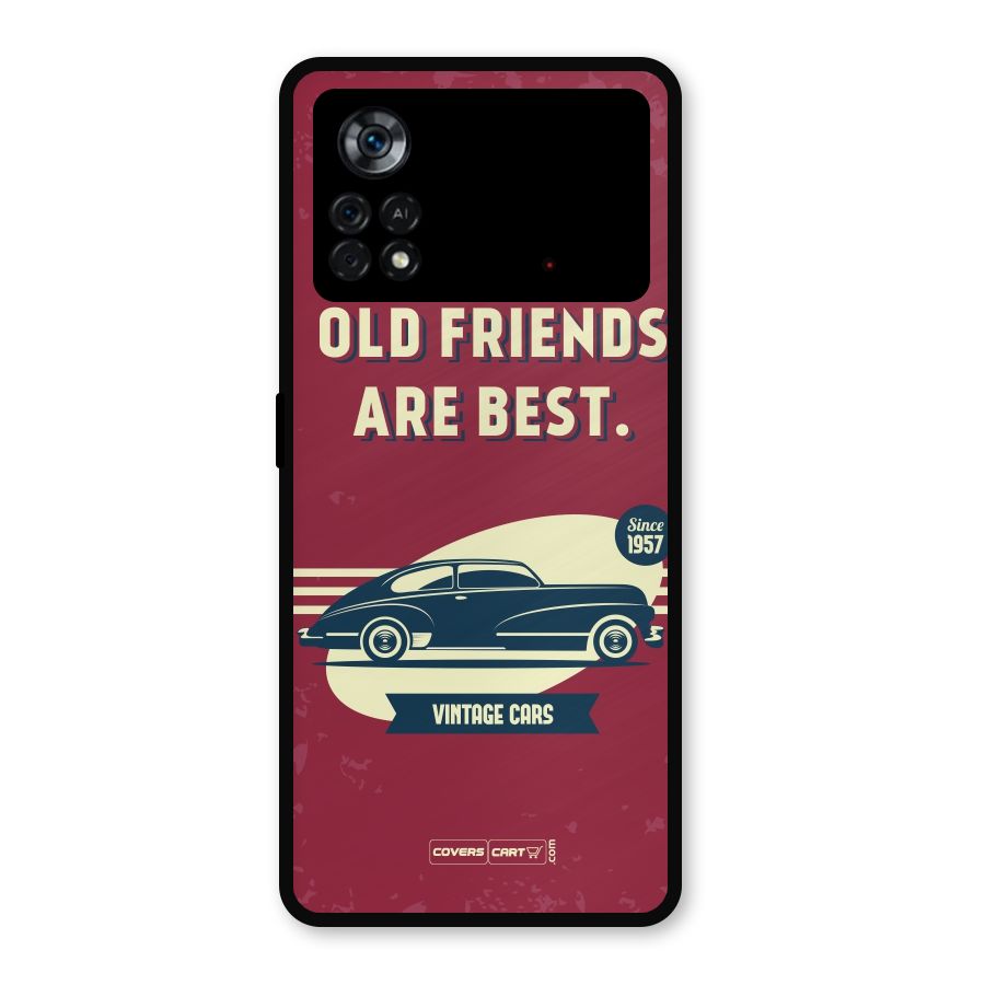 Old Friends Vintage Car Metal Back Case for Poco X4 Pro 5G
