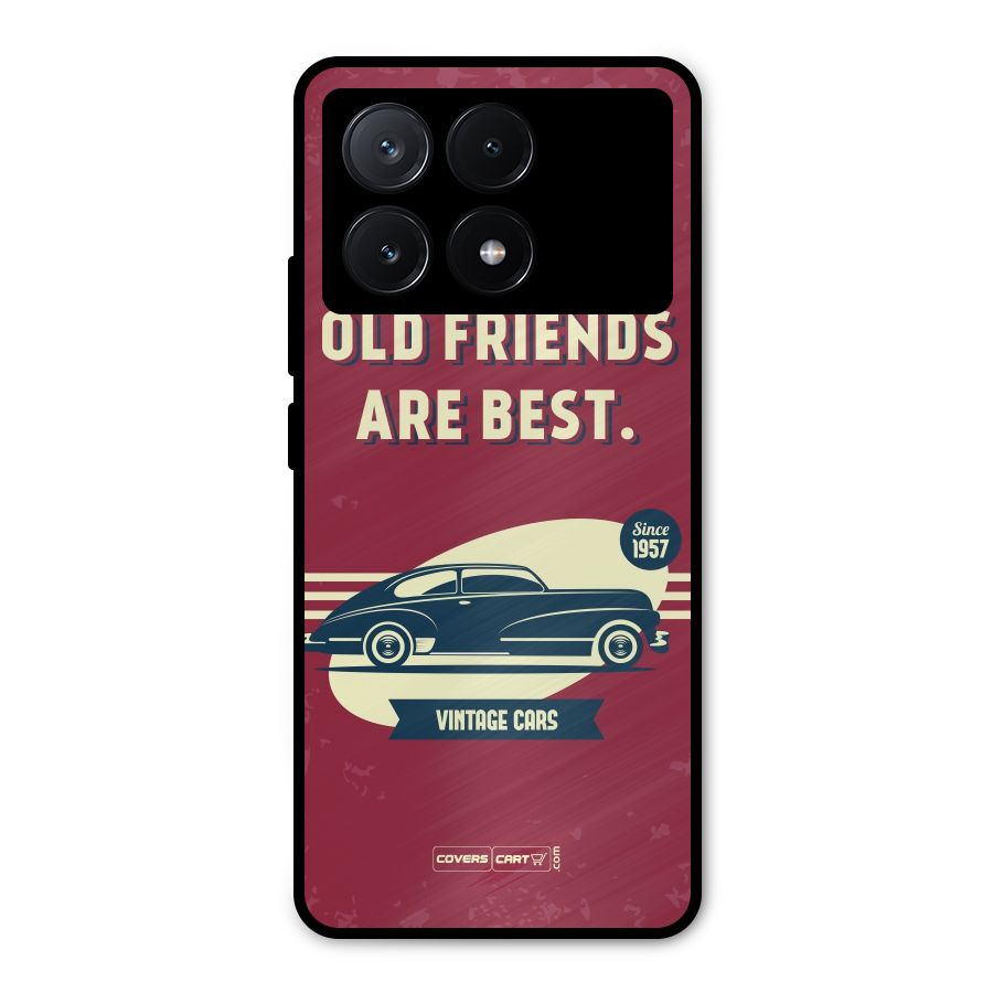 Old Friends Vintage Car Metal Back Case for Poco X6 Pro