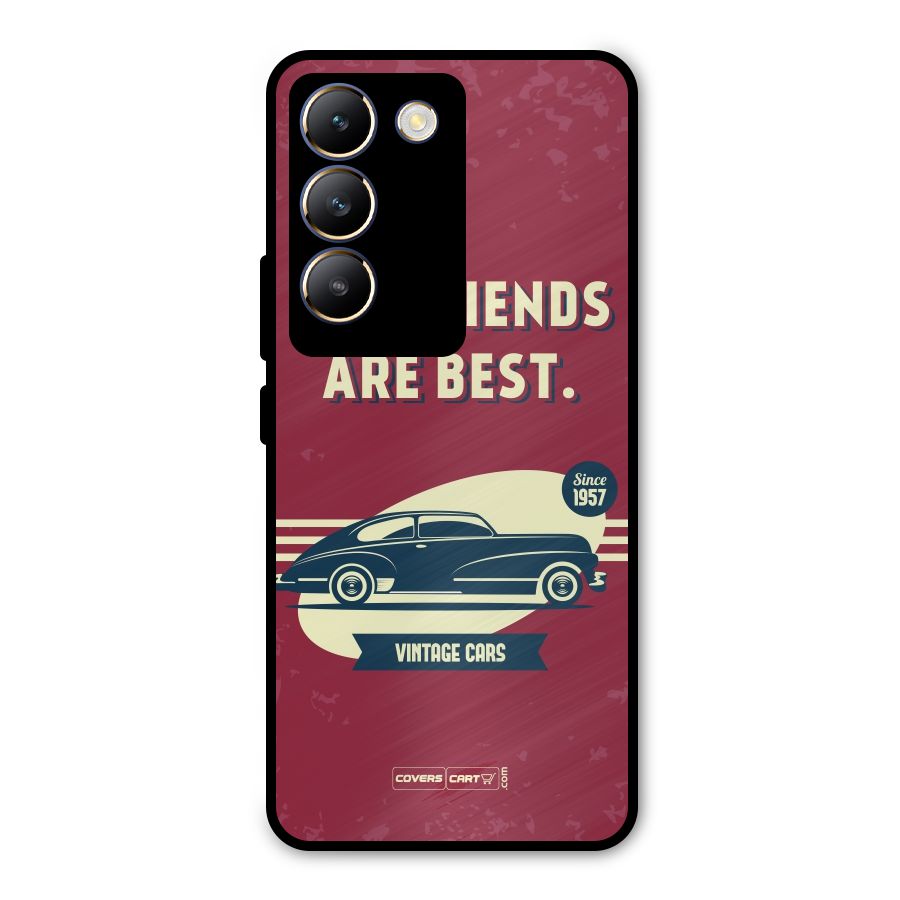 Old Friends Vintage Car Metal Back Case for Vivo T3 5G