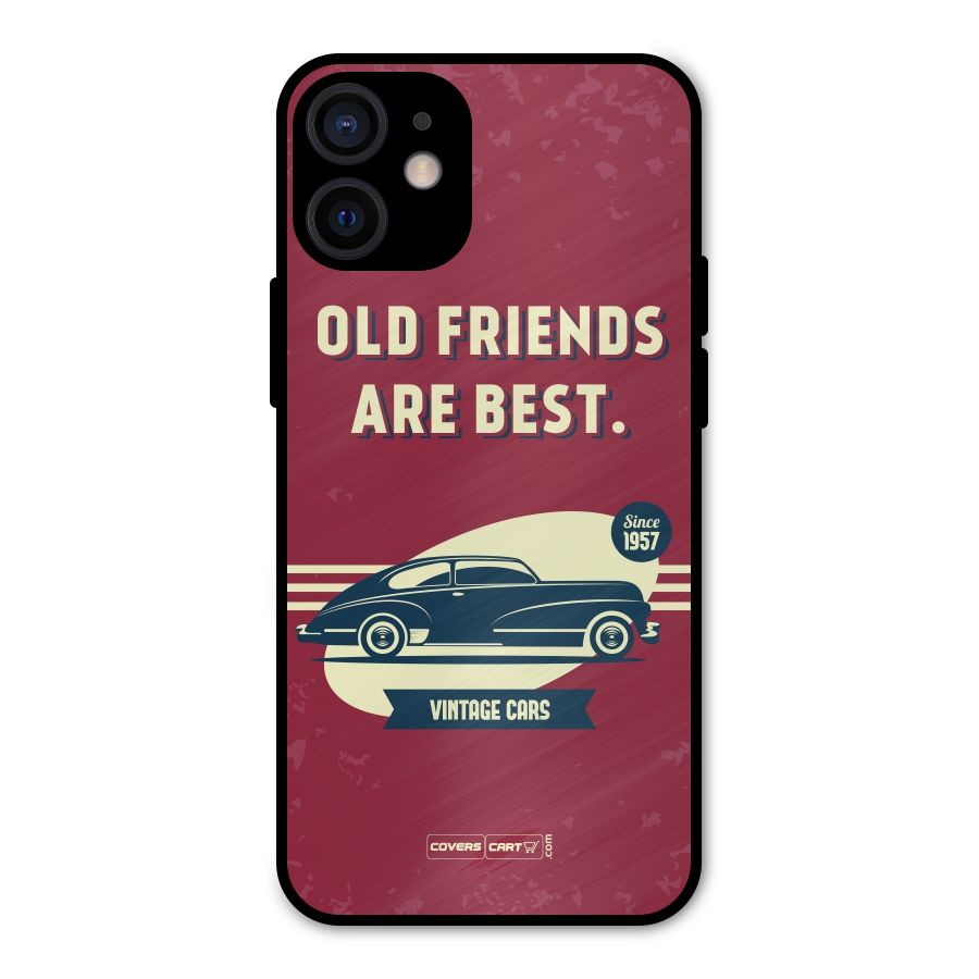 Old Friends Vintage Car Metal Back Case for iPhone 12 Mini