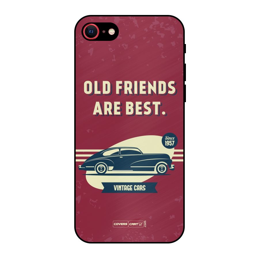 Old Friends Vintage Car Metal Back Case for iPhone 8