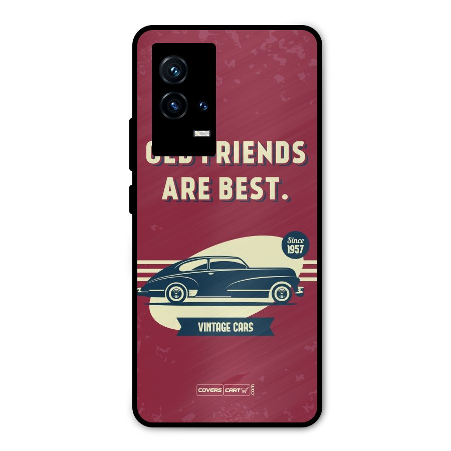 Old Friends Vintage Car Metal Back Case for iQOO 9 5G