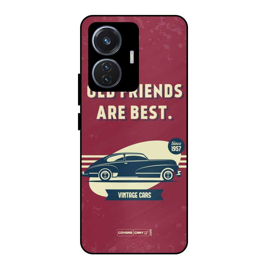 Old Friends Vintage Car Metal Back Case for iQOO Z6 44W
