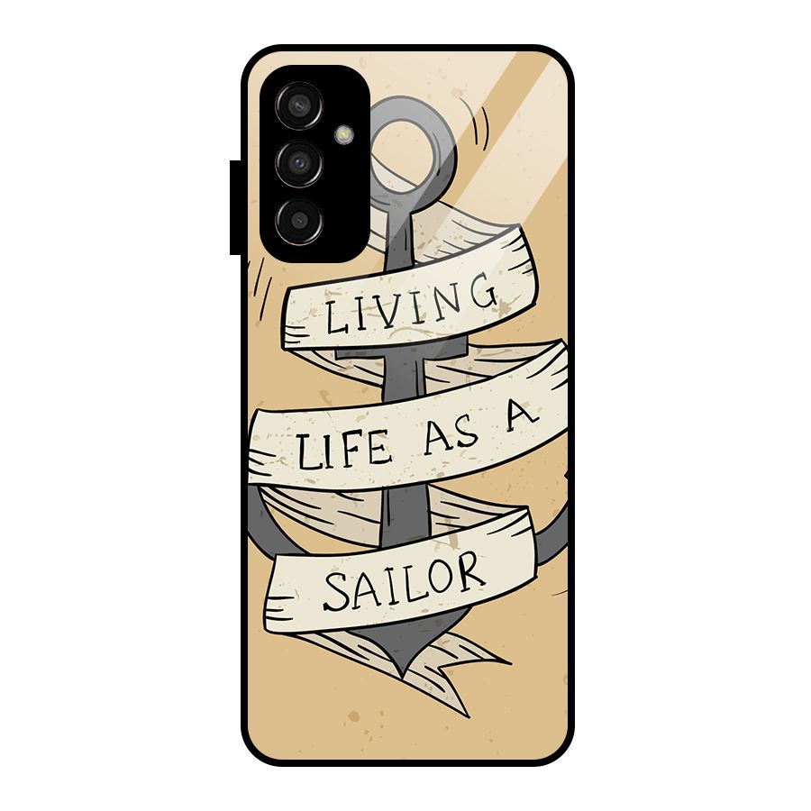 Old School Anchor Glass Back Case for Galaxy F13
