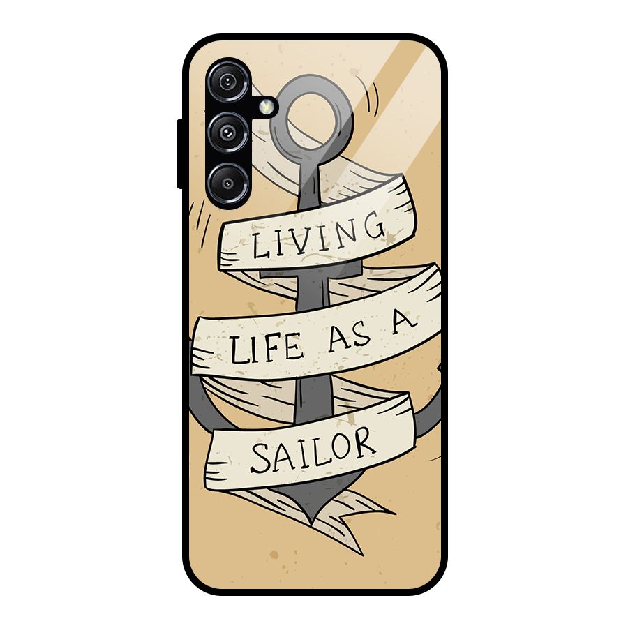 Old School Anchor Glass Back Case for Galaxy M34 5G