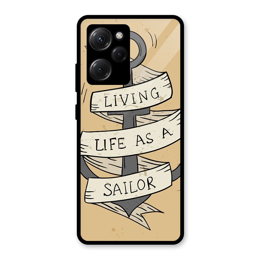 Old School Anchor Glass Back Case for Poco X5 Pro