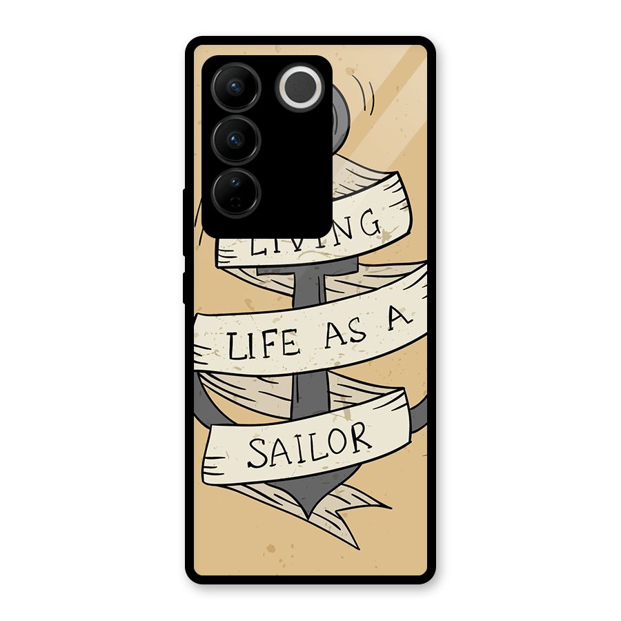 Old School Anchor Glass Back Case for Vivo V27 Pro