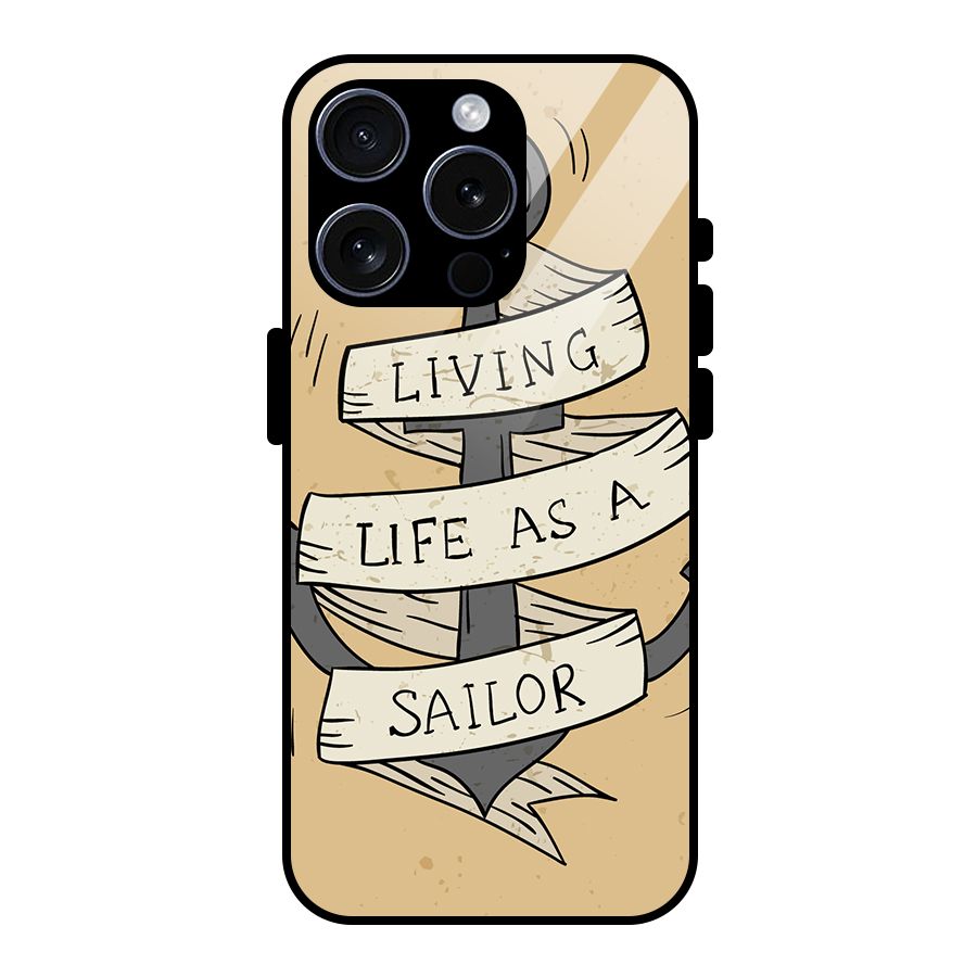 Old School Anchor Glass Back Case for iPhone 15 Pro