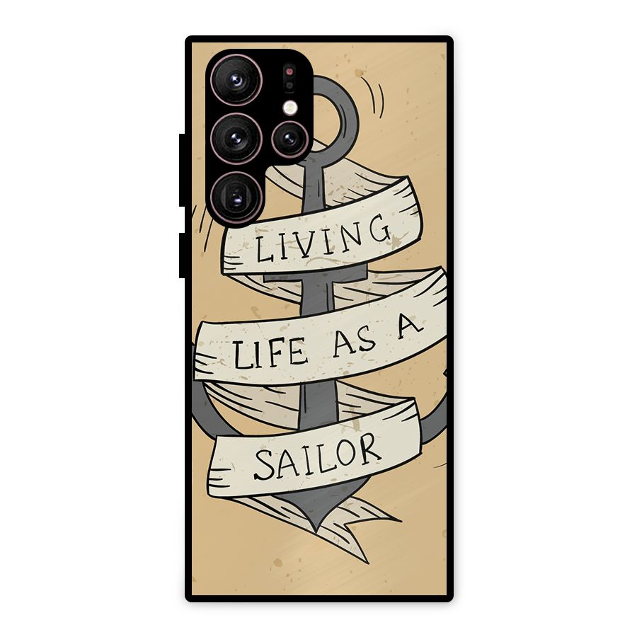 Old School Anchor Metal Back Case for Galaxy S22 Ultra 5G