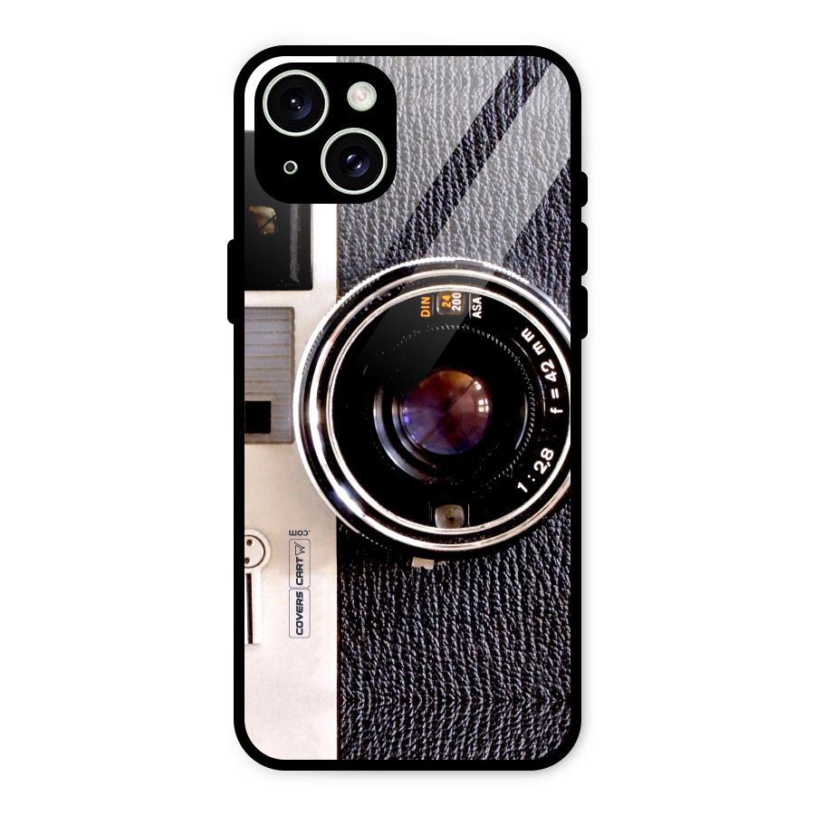 Old School Camera Glass Back Case for iPhone 15 Plus