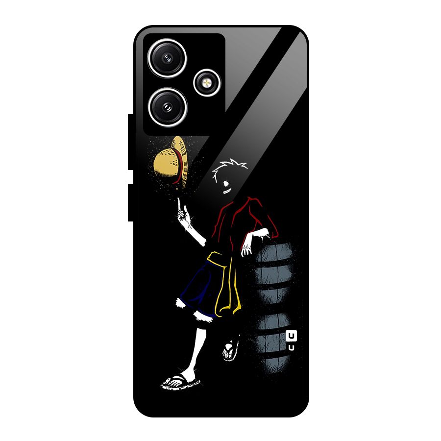 One Piece Luffy Style Glass Back Case for Poco M6 Pro