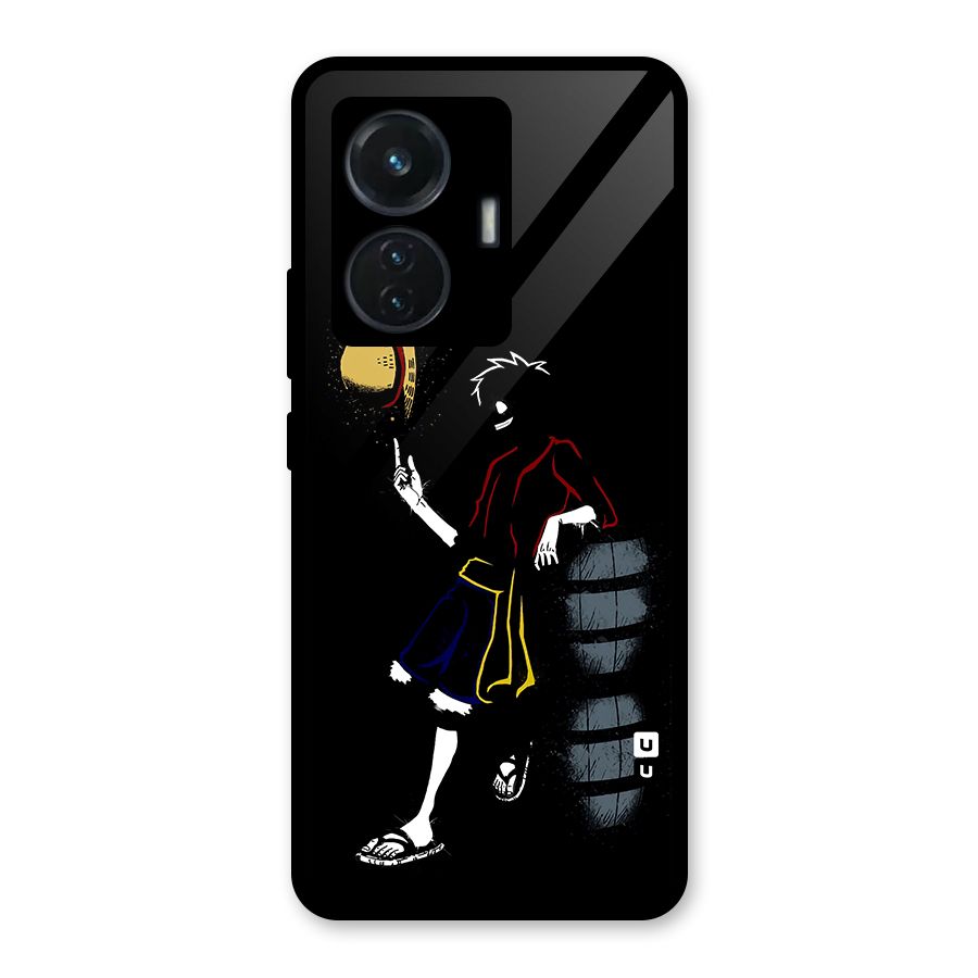 One Piece Luffy Style Glass Back Case for Vivo T1 44W