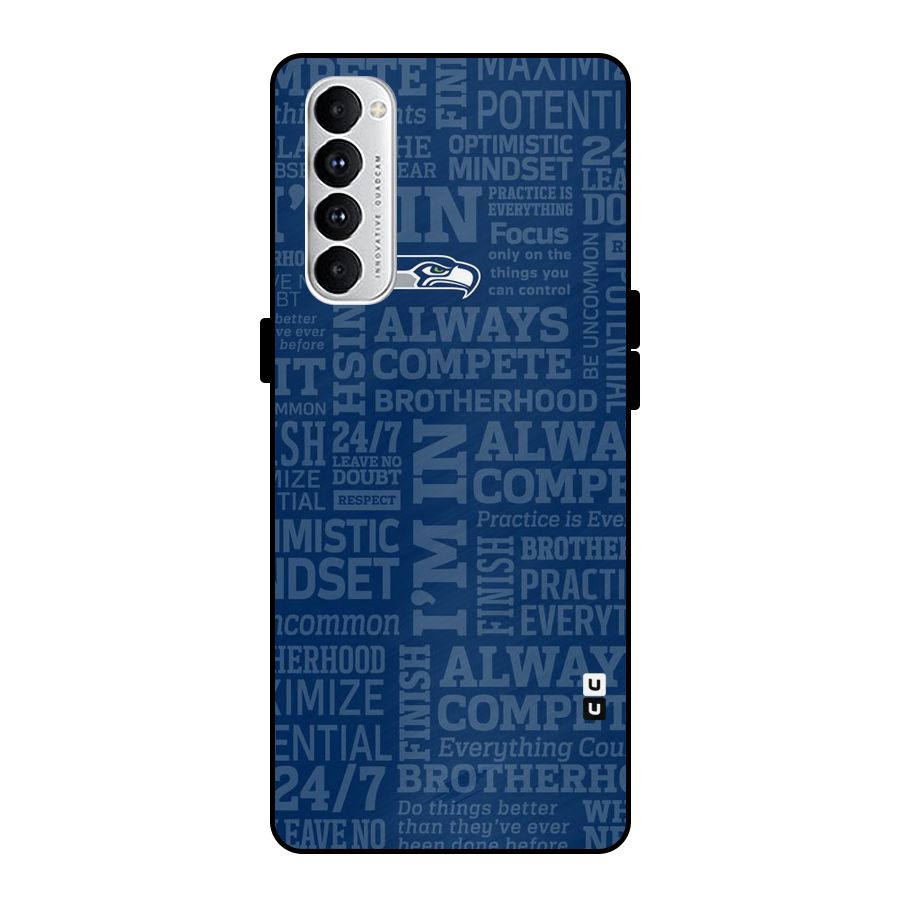 Optimistic Blue Metal Back Case for Oppo Reno4 Pro