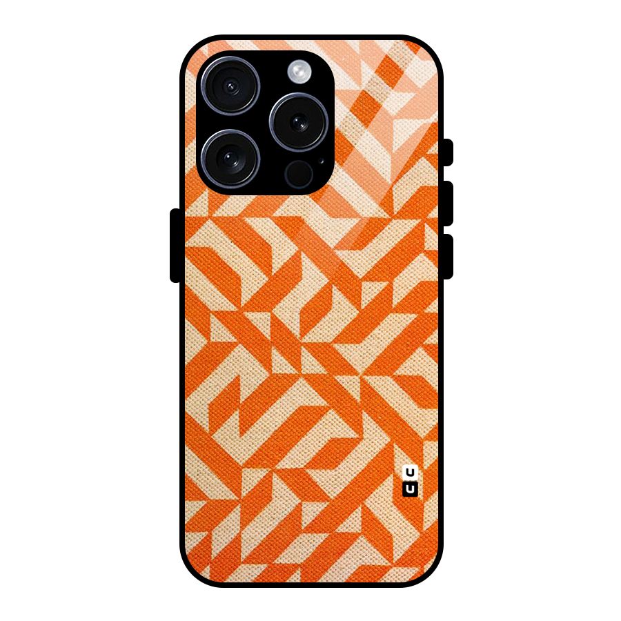 Orange Beige Pattern Glass Back Case for iPhone 15 Pro