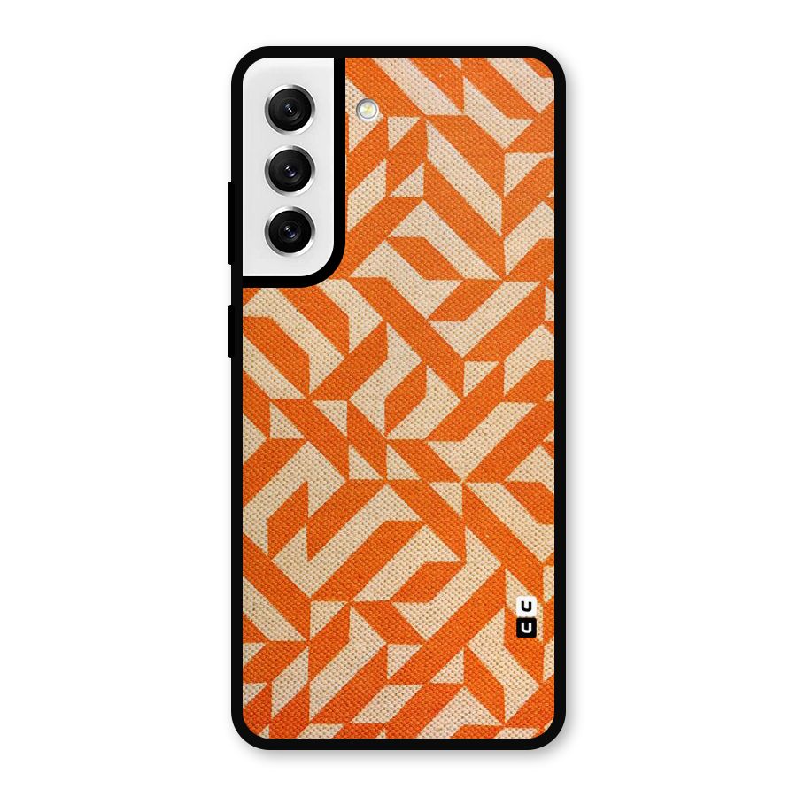 Orange Beige Pattern Metal Back Case for Galaxy S21 FE 5G