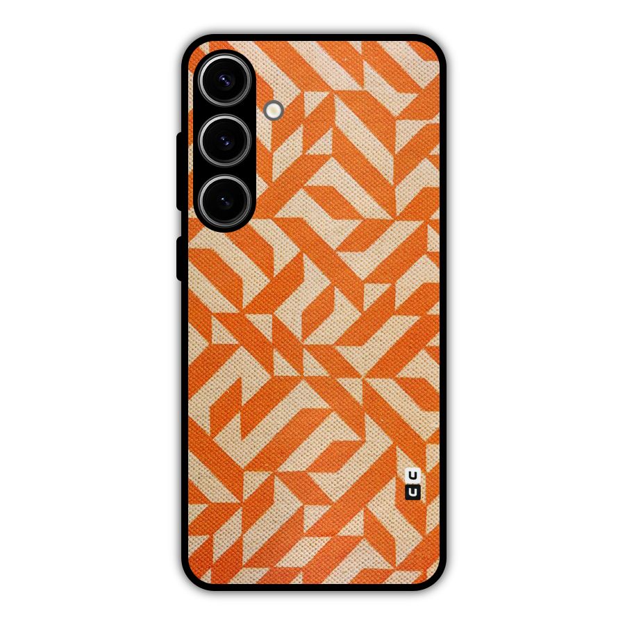 Orange Beige Pattern Metal Back Case for Galaxy S24 Plus