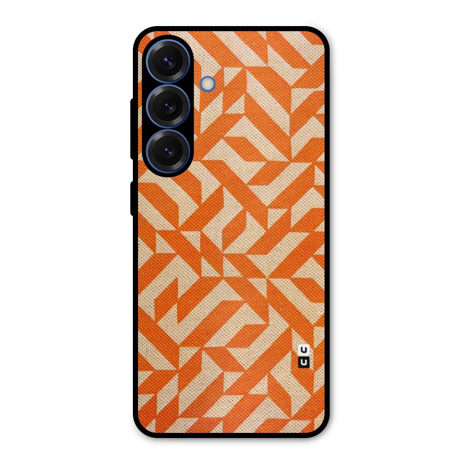 Orange Beige Pattern Metal Back Case for Galaxy S25