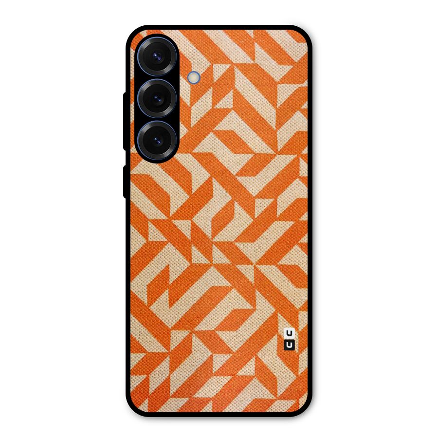 Orange Beige Pattern Metal Back Case for Galaxy S25 Plus