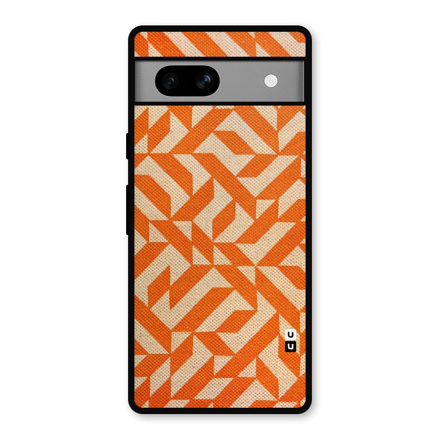 Orange Beige Pattern Metal Back Case for Google Pixel 7a