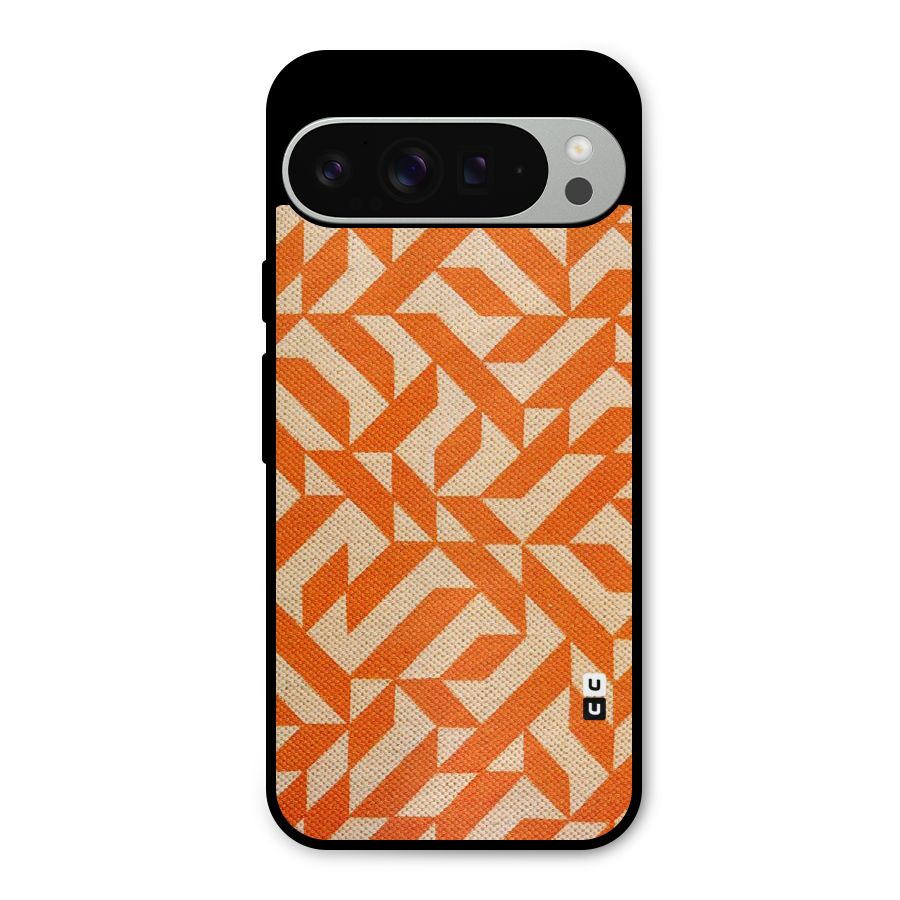 Orange Beige Pattern Metal Back Case for Google Pixel 9 Pro XL