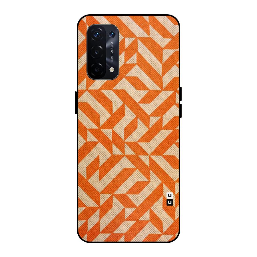 Orange Beige Pattern Metal Back Case for Oppo A74 5G