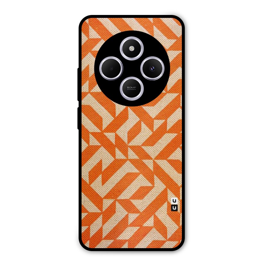 Orange Beige Pattern Metal Back Case for Poco C75 5G