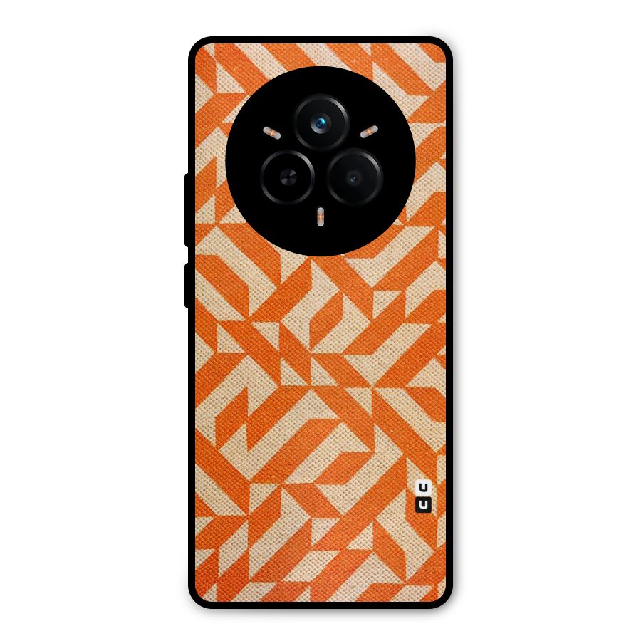 Orange Beige Pattern Metal Back Case for Realme 14 Pro