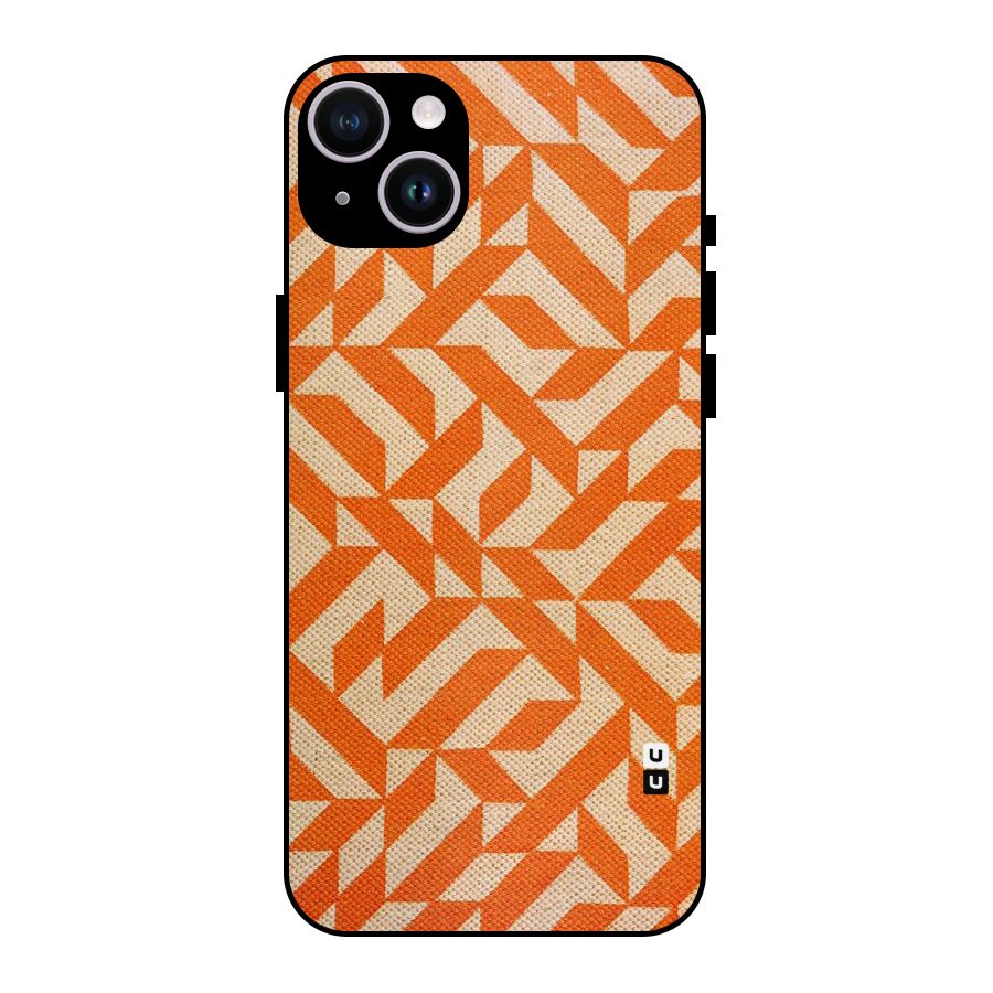 Orange Beige Pattern Metal Back Case for iPhone 14 Plus