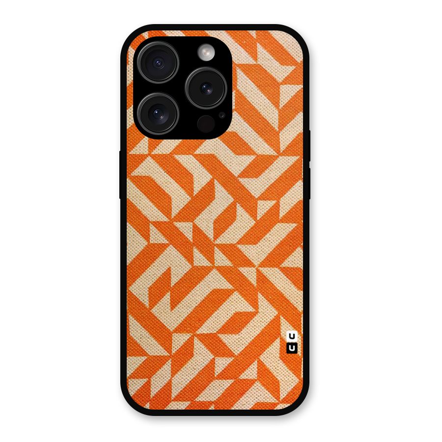 Orange Beige Pattern Metal Back Case for iPhone 15 Pro