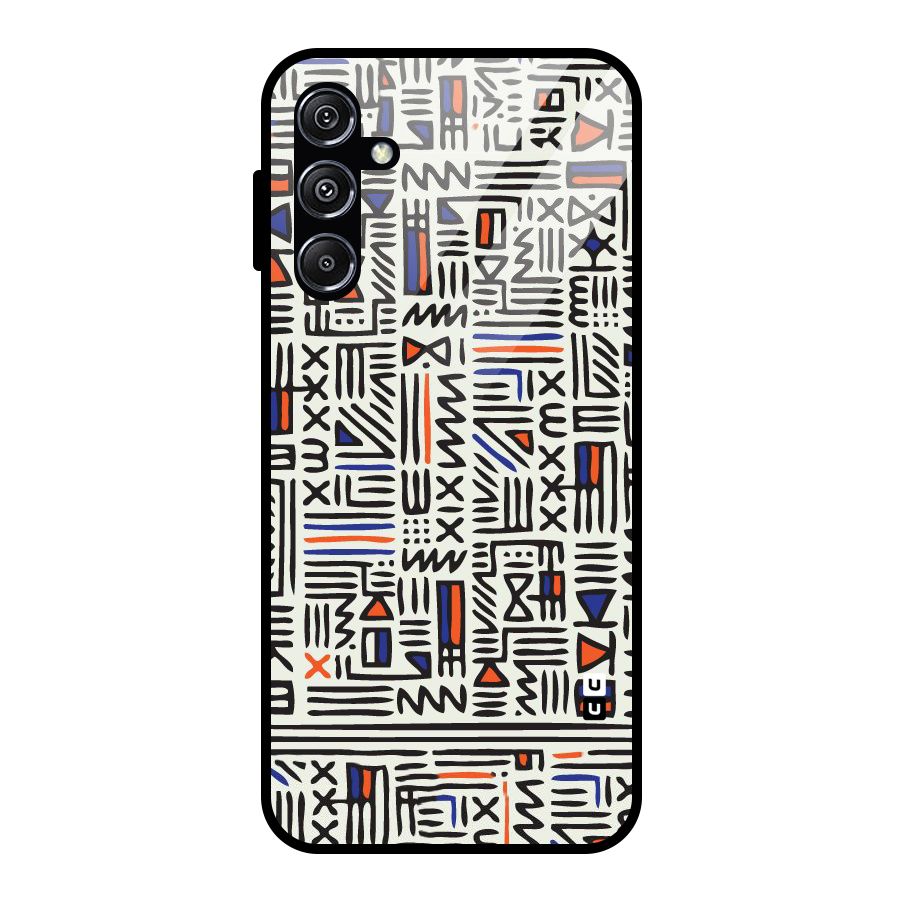 Orange Blue Number Glass Back Case for Galaxy M34 5G