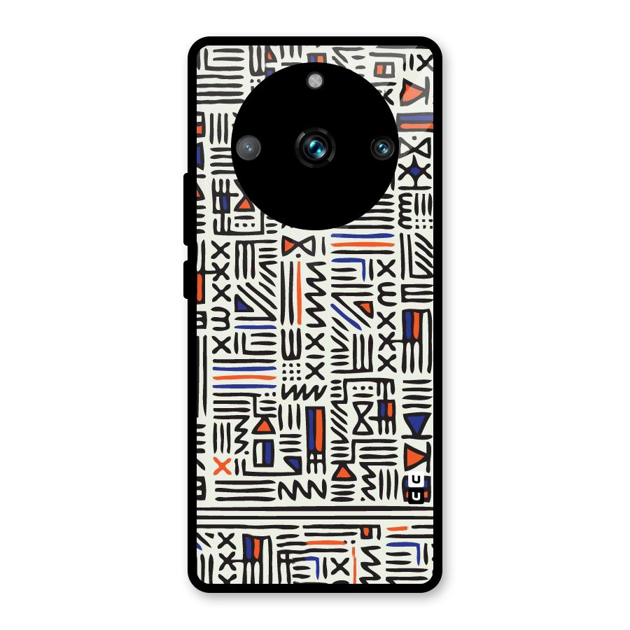 Orange Blue Number Glass Back Case for Realme 11 Pro