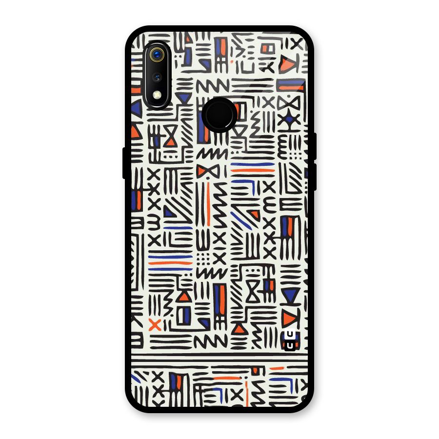 Orange Blue Number Glass Back Case for Realme 3