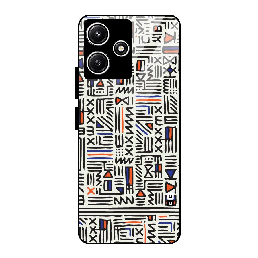 Orange Blue Number Glass Back Case for Redmi 12 5G