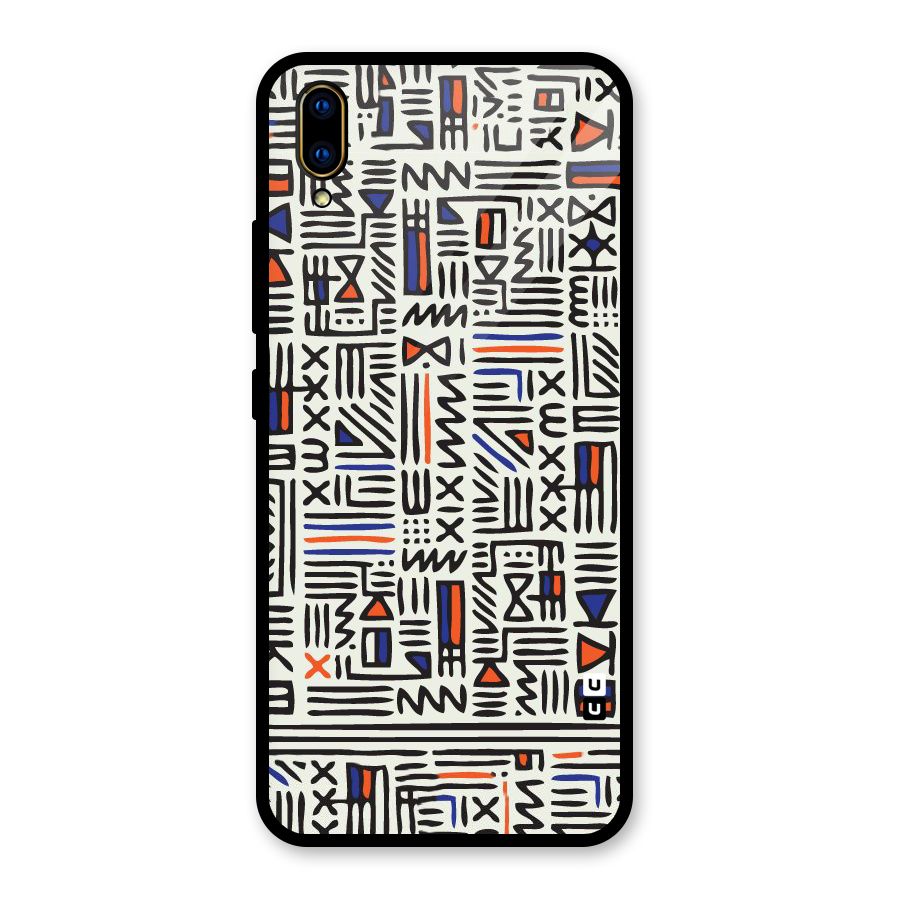Orange Blue Number Glass Back Case for Vivo V11 Pro