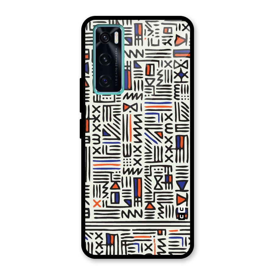 Orange Blue Number Glass Back Case for Vivo V20 SE