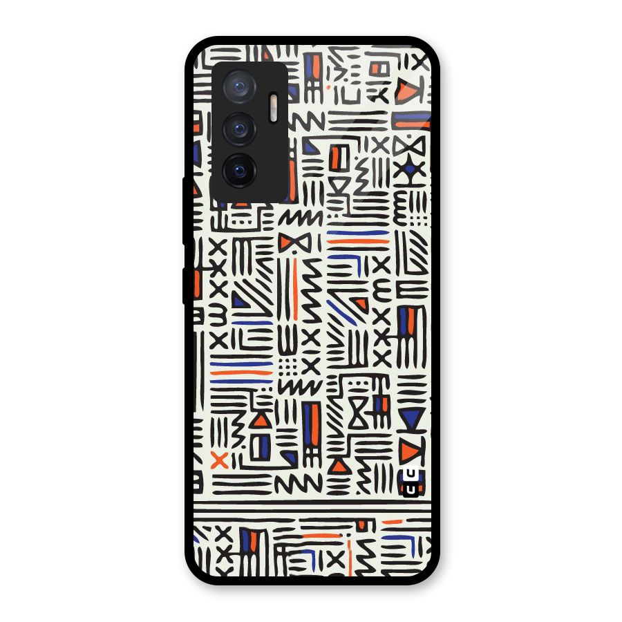 Orange Blue Number Glass Back Case for Vivo V23e