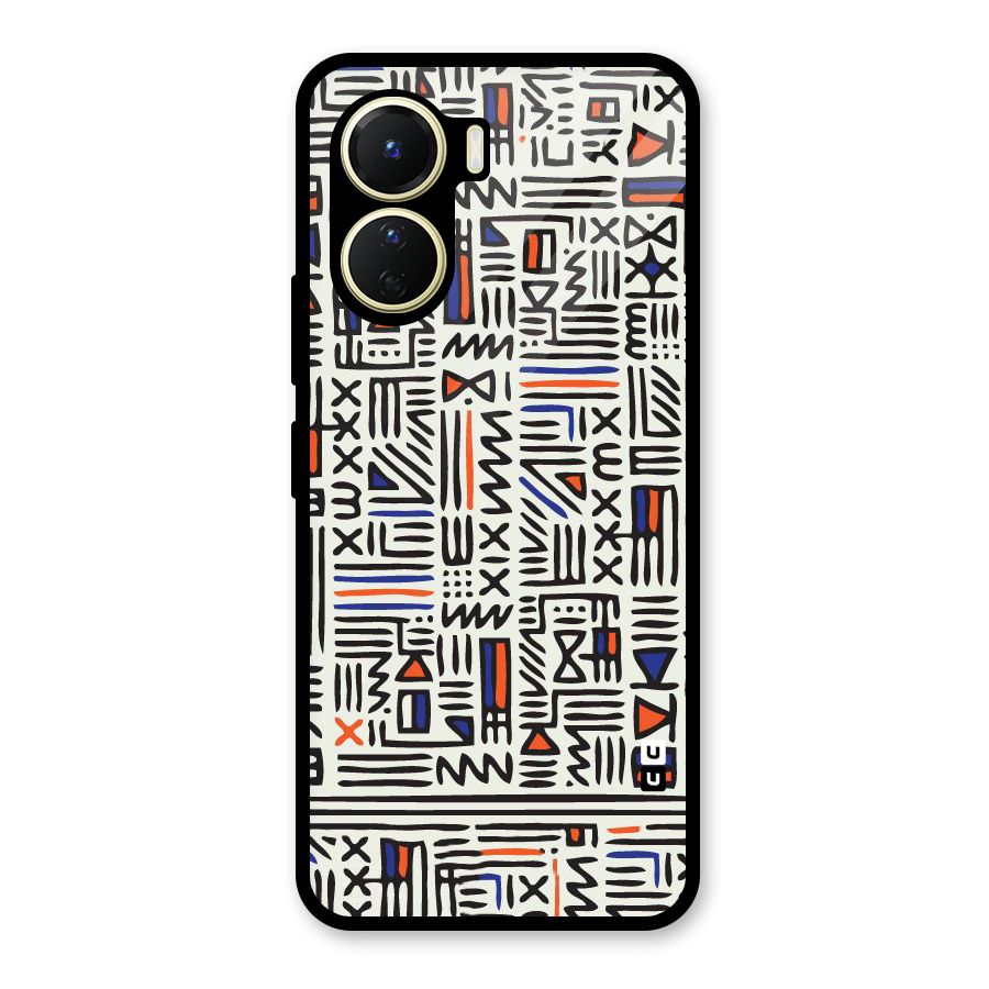 Orange Blue Number Glass Back Case for Vivo Y16