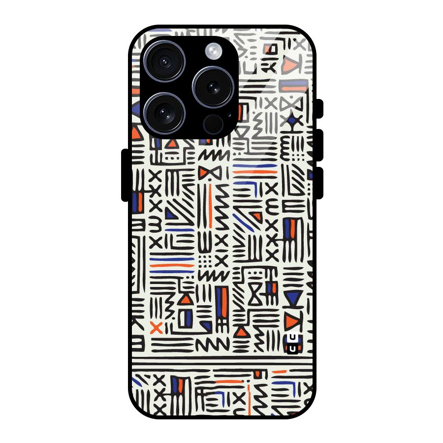 Orange Blue Number Glass Back Case for iPhone 15 Pro